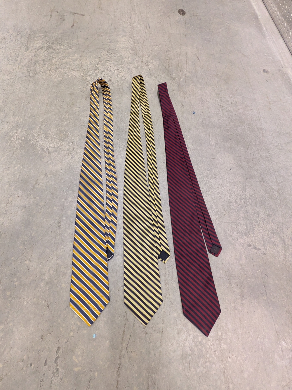 Brooks Striped Neckties in Yellow, Cream & Burgundy